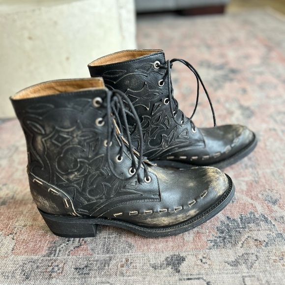 Old Gringo OG Lace-Up Leather Boots Size 7.5 Distressed Black - Picture 5 of 10